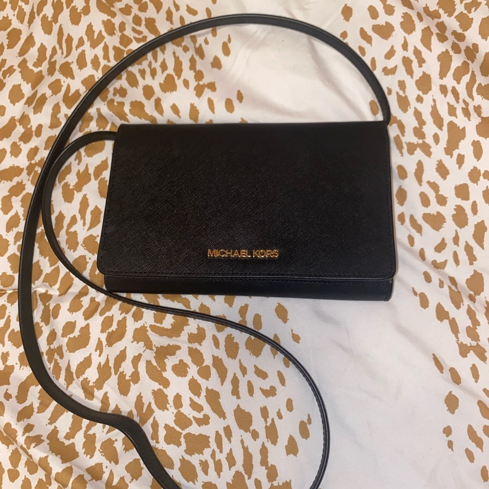 Michael Kors black leather cross body